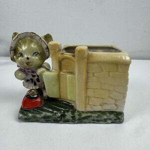 Vtg Napco Style Big Eye Girl Planter Japan Mid Century Kitsch Vase Wales